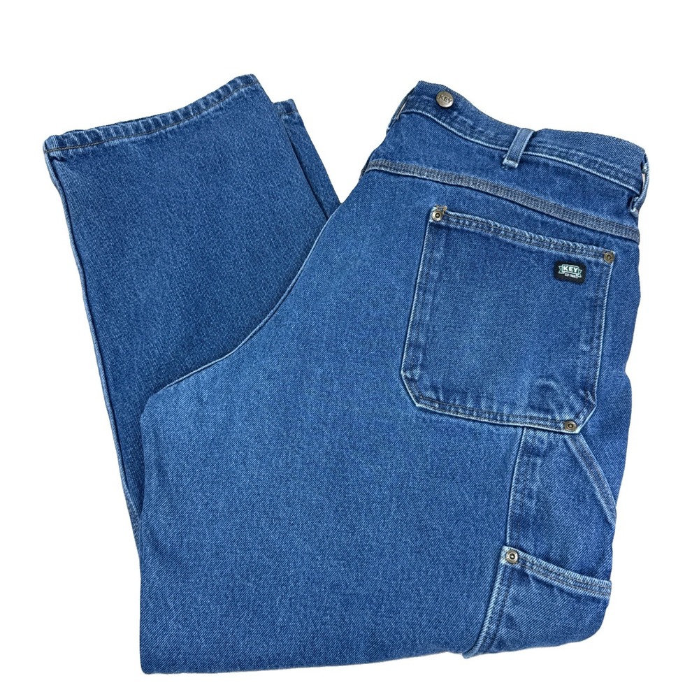 Key Jeans Men's 42X30 Blue Double Logger Denim Carpenter Workwear Dungaree